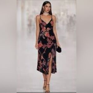 Rachel Zoe Fairy Whimsigoth Black Floral Burnout Velvet Midi Dress sz 10 NWT